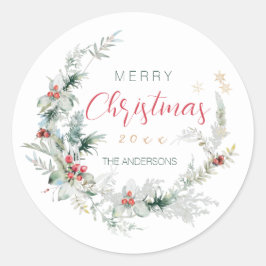 Elegant Merry Kerstmis halve grote waterverf Ronde Sticker