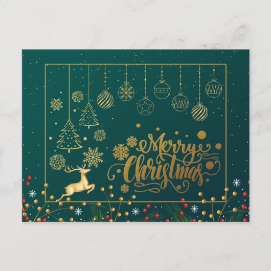 Elegant Merry Kerstmis, Happy Holiday Briefkaart (Voorkant)