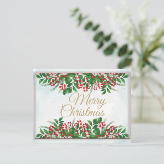 Elegant Merry Kerstmis, Happy Holiday Briefkaart (Staand voorkant)
