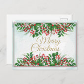 Elegant Merry Kerstmis, Happy Holiday Briefkaart (Voorkant / Achterkant)