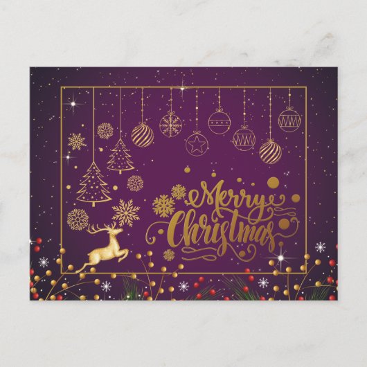 Elegant Merry Kerstmis, Happy Holiday Briefkaart (Voorkant)