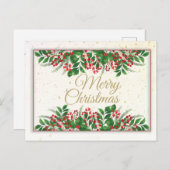 Elegant Merry Kerstmis, Happy Holiday Briefkaart (Voorkant / Achterkant)