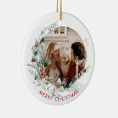 Elegant Merry Kerstmis met foto Keramisch Ornam Keramisch Ornament (Rechts)