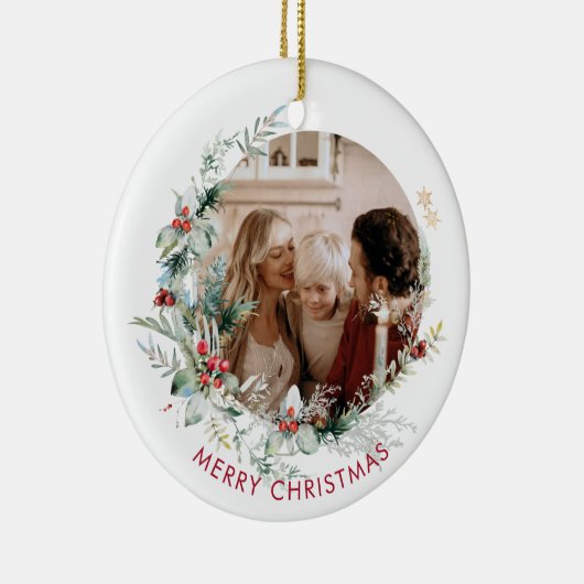 Elegant Merry Kerstmis met foto Keramisch Ornam Keramisch Ornament (Rechts)