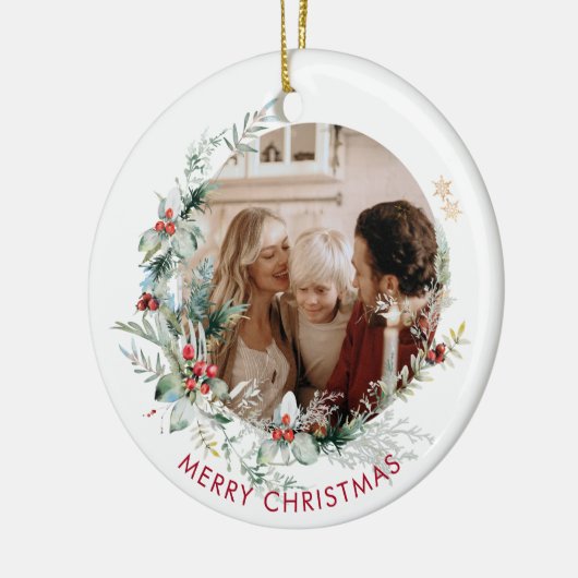Elegant Merry Kerstmis met foto Keramisch Ornam Keramisch Ornament (Links)