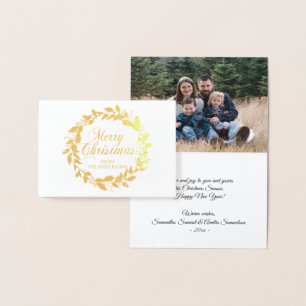 Elegant Merry Kerstmis met Holly Family PHOTO Folie Kaarten