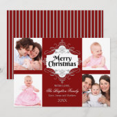 Elegant Merry Kerstmis met scrollll Holiday-fotoka Feestdagenkaart (Voorkant / Achterkant)