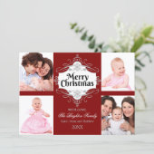 Elegant Merry Kerstmis met scrollll Holiday-fotoka Feestdagenkaart (Staand voorkant)