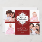 Elegant Merry Kerstmis met scrollll Holiday-fotoka Feestdagenkaart (Voorkant)