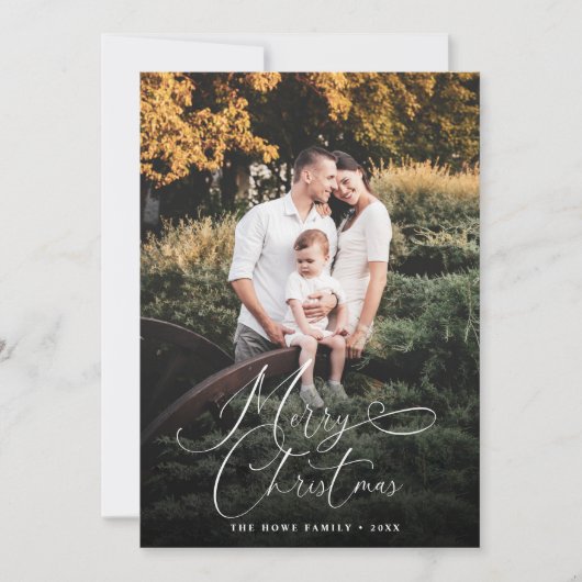 Elegant Merry Kerstmis Modern Photo Pine Cone Feestdagenkaart (Voorkant)