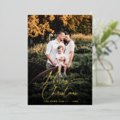 Elegant Merry Kerstmis Modern Photo Pine Cone Folie Feestdagenkaart (Staand Voorkant)