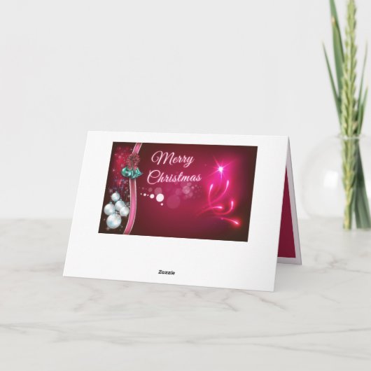 Elegant Merry Kerstmis Ribbon & Ornamenten Holiday Kaart (Achterkant)