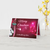 Elegant Merry Kerstmis Ribbon & Ornamenten Holiday Kaart (Gele Bloem)
