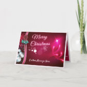 Elegant Merry Kerstmis Ribbon & Ornamenten Holiday Kaart (Voorkant)