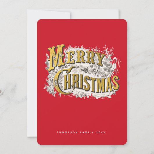 Elegant Merry Kerstmis Rustic  niet Foto Feestdagenkaart (Voorkant)