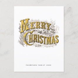 Elegant Merry Kerstmis Rustic  niet Foto Feestdagenkaart