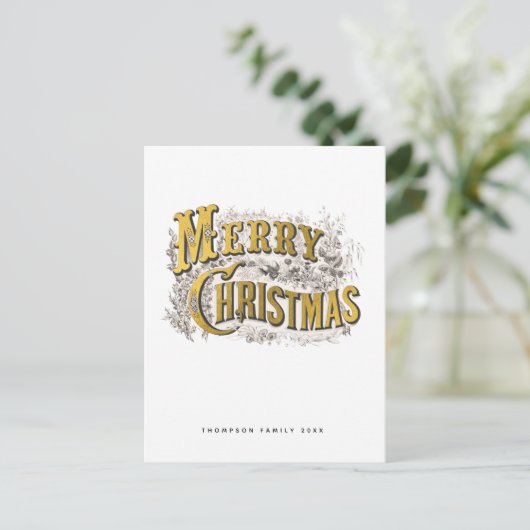 Elegant Merry Kerstmis Rustic  niet Foto Feestdagenkaart (Staand voorkant)