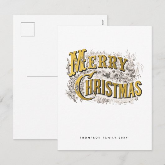 Elegant Merry Kerstmis Rustic  niet Foto Feestdagenkaart (Voorkant / Achterkant)