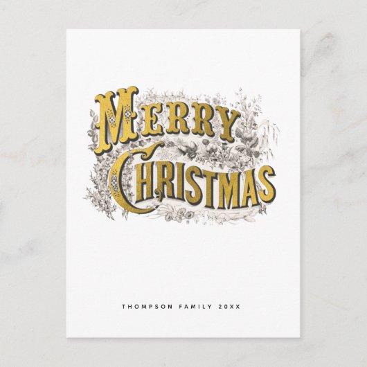 Elegant Merry Kerstmis Rustic  niet Foto Feestdagenkaart (Voorkant)