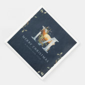 Elegant Merry Kerstmonogram rendiertje Servet (Hoek)