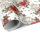 Elegant Merry kerstpoinsettias Cadeaupapier (Rol Hoek)