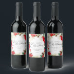 Elegant Merry Kerstrode Floral Wijn Etiket<br><div class="desc">Waterverf Merry Kerstrode Floral is ontworpen met kleurrijke rode bloemen. Het meeste schrijven is editable - klik de "Persoonlijke"knoop om uit te geven. Overeenkomende objecten in ons ontwerp van Cava-partij in winkel</div>