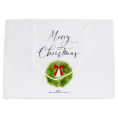 Elegant Merry kerstscript Green Wreath Groot Cadeauzakje (Voorkant)