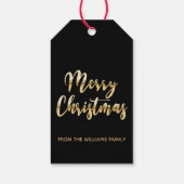 Elegant Merry kerstscript metallic gold black blac Cadeaulabel (Achterkant)