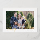 Elegant Merry-kerstscript op maat Folie Feestdagenkaart (Voorkant)