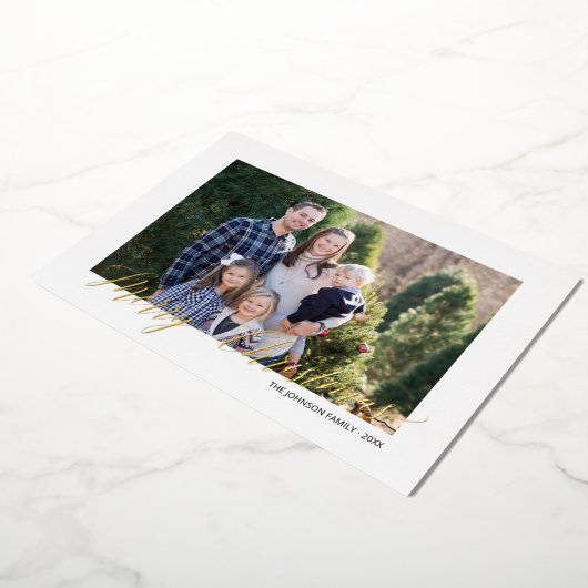 Elegant Merry-kerstscript op maat Folie Feestdagenkaart (Gedraaid)