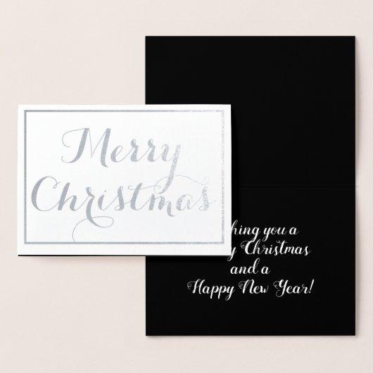 Elegant Merry Kerstscript Typografie Silver Folie Kaarten (Display)