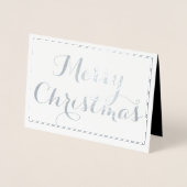 Elegant Merry Kerstscript Typografie Silver Folie Kaarten (Voorkant)