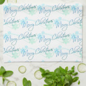Elegant Merry kerstsnowflakes Blue Theedoek (Gevouwen)
