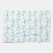 Elegant Merry kerstsnowflakes Blue Theedoek (Horizontaal)