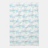 Elegant Merry kerstsnowflakes Blue Theedoek (Verticaal)
