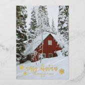 Elegant Merry kerstsnowflakes Foto Folie Feestdagenkaart (Voorkant)