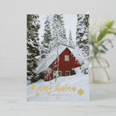 Elegant Merry kerstsnowflakes Foto Folie Feestdagenkaart (Staand Voorkant)