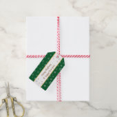 Elegant Merry-kerstsnowflakes op groen Cadeaulabel (Met Touw)