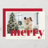 Elegant Merry kersttypografie Moderne foto Feestdagenkaart (Voorkant / Achterkant)