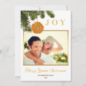 Elegant Merry Lemon Kerstmis Citrus Modern Foto Feestdagenkaart (Voorkant)