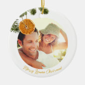 Elegant Merry Lemon Kerstmis Citrus Modern Foto Keramisch Ornament (Voorkant)