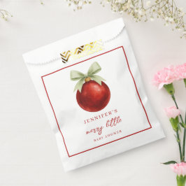 Elegant Merry Little Christmas Baby Shower Bedankzakje