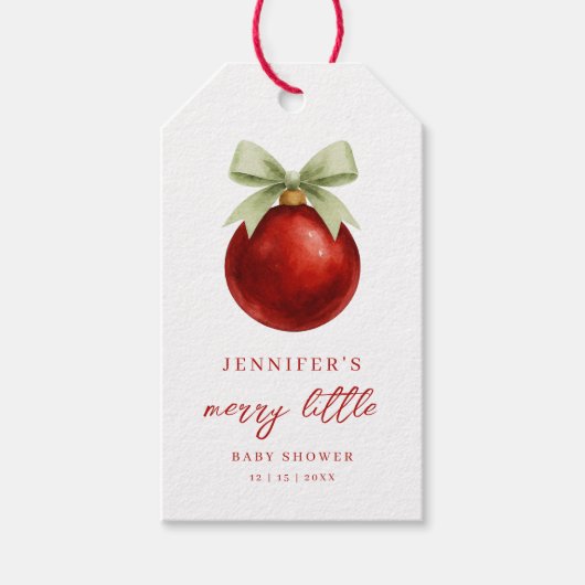 Elegant Merry Little Christmas Baby Shower Cadeaulabel (Voorkant)
