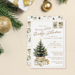 Elegant Merry Little Christmas Baby shower Gold Folie Uitnodiging<br><div class="desc">Nodig je geliefden uit om de komende aankomst te vieren met onze elegante babyshower uitnodigingen. Deze prachtige kaarten hebben een ongerepte witte achtergrond versierd met echte gouden folie en charmante waterverf-illustraties, allemaal met een feestelijke, kerstgevoel. Op de voorzijde van de uitnodiging staat: "Doe met ons mee voor een vrolijk klein...</div>