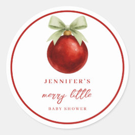 Elegant Merry Little Christmas Baby Shower Ronde Sticker