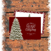 Elegant Merry Little Kersttree Pset Dark Red Feestdagenkaart