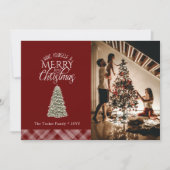 Elegant Merry Little Kersttree Pset Dark Red Feestdagenkaart (Voorkant)