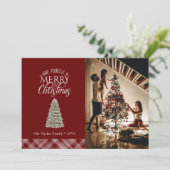 Elegant Merry Little Kersttree Pset Dark Red Feestdagenkaart (Staand voorkant)