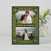 Elegant Merry & Married 2 Foto Custom Gold Folie Feestdagenkaart (Staand Voorkant)