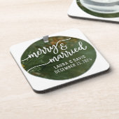 Elegant "Merry & Married" Kerstversiering Bier Onderzetter (Linkerzijde)